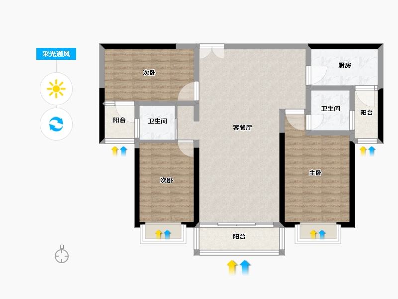 云南省-曲靖市-安厦城市春天-105.60-户型库-采光通风