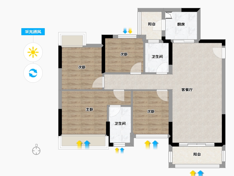 四川省-眉山市-龙光眉山玖龙府-87.88-户型库-采光通风