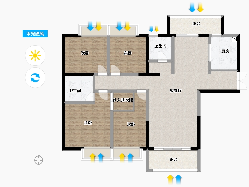 云南省-曲靖市-安厦城市春天-121.60-户型库-采光通风