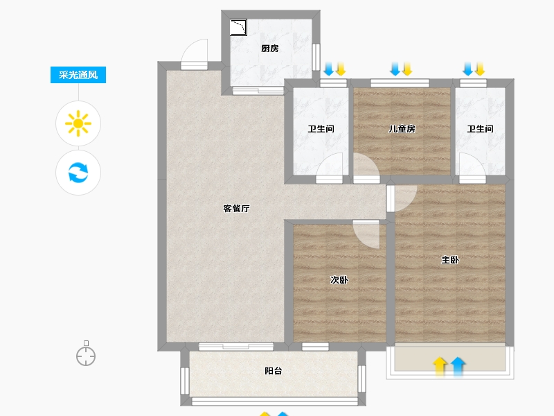 河南省-开封市-保利城-83.72-户型库-采光通风