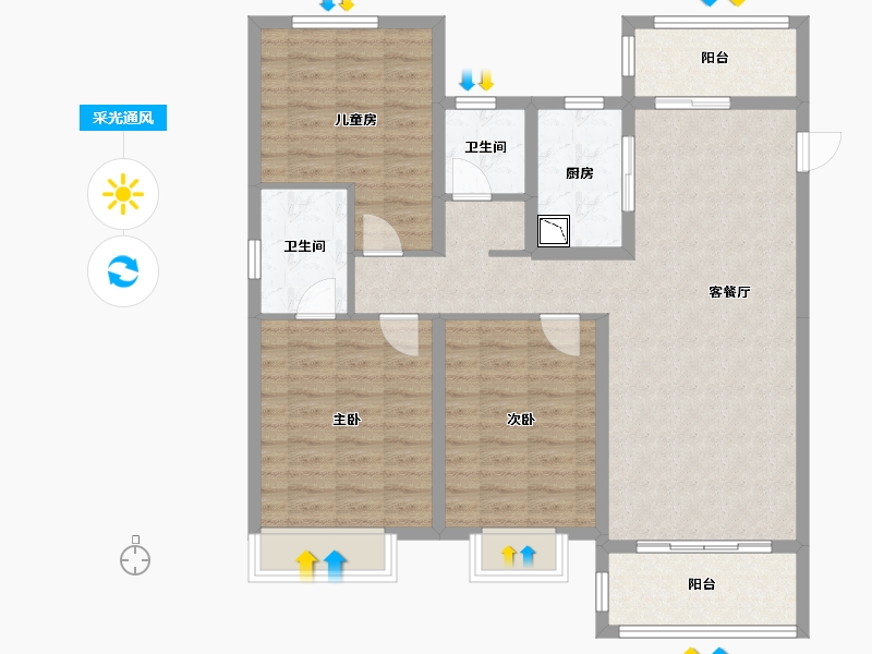 河南省-开封市-保利城-101.22-户型库-采光通风