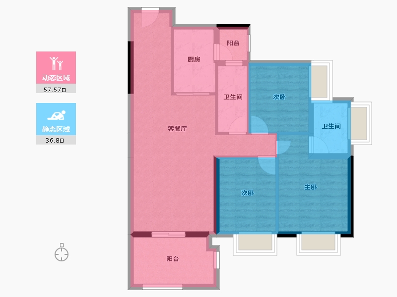 广东省-湛江市-恒俪湾-84.55-户型库-动静分区