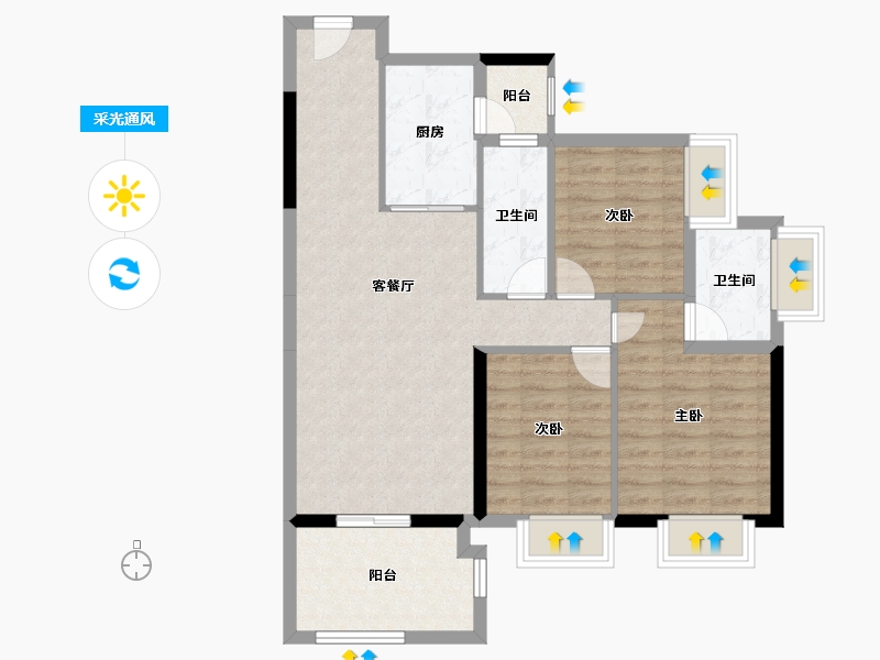 广东省-湛江市-恒俪湾-84.55-户型库-采光通风