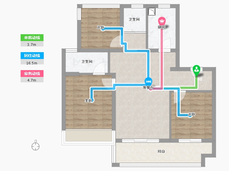 江苏省-苏州市-碧桂园伴山澜湾雅苑-74.39-户型库-动静线