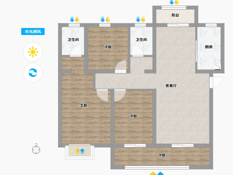 河南省-南阳市-建控江山汇-88.36-户型库-采光通风