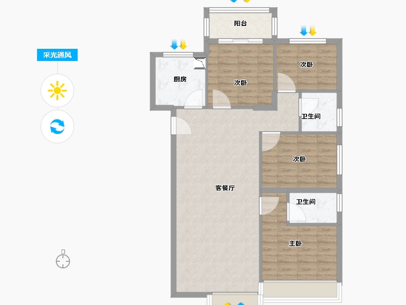 福建省-漳州市-中骏雍景府-94.40-户型库-采光通风