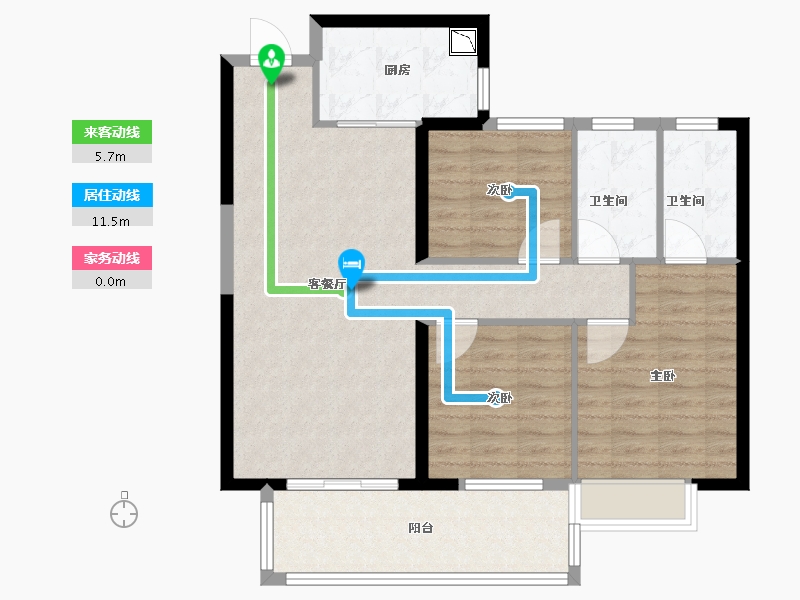 福建省-漳州市-禹洲雍禧澜湾-90.40-户型库-动静线