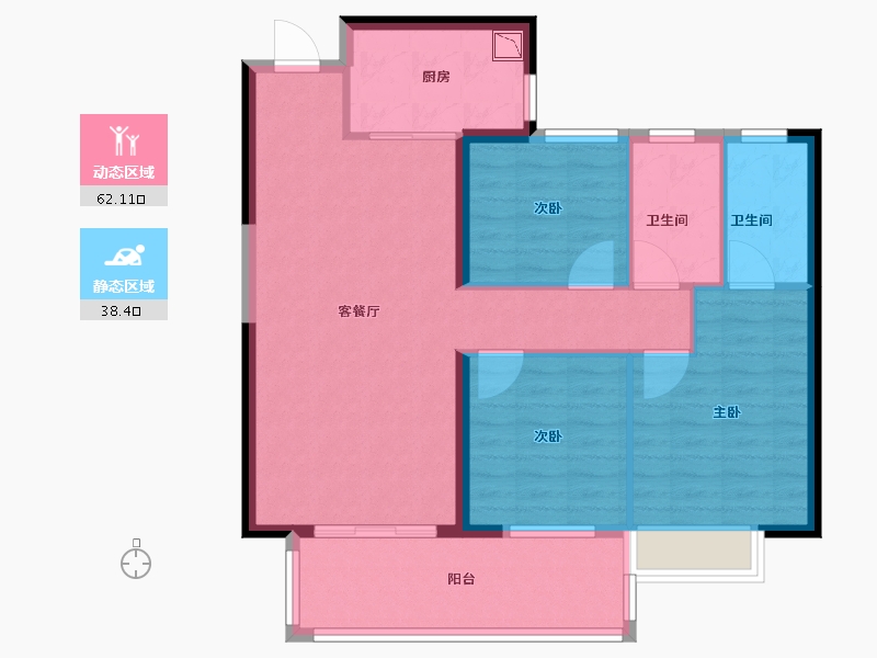 福建省-漳州市-禹洲雍禧澜湾-90.40-户型库-动静分区