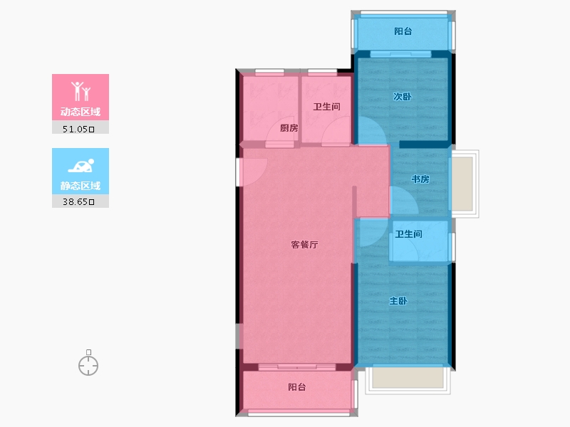 福建省-漳州市-永鸿鸿溪谷-80.81-户型库-动静分区