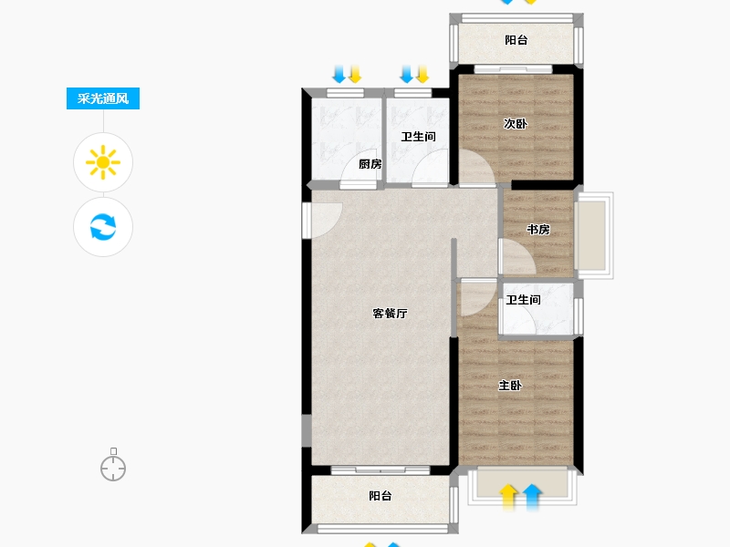 福建省-漳州市-永鸿鸿溪谷-80.81-户型库-采光通风