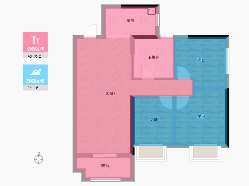 湖南省-长沙市-明珠金沙湾-69.92-户型库-动静分区