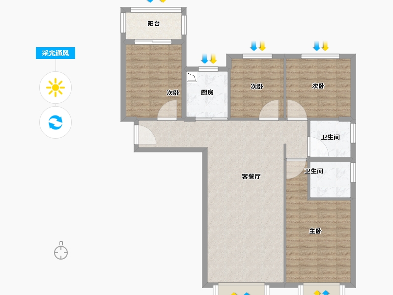 福建省-漳州市-中骏雍景府-102.41-户型库-采光通风