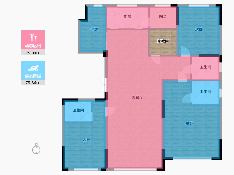 吉林省-长春市-华盛净月壹号-143.44-户型库-动静分区