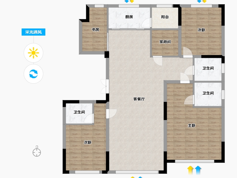 吉林省-长春市-华盛净月壹号-143.44-户型库-采光通风