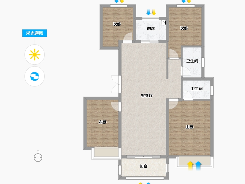 河南省-开封市-保利城-106.76-户型库-采光通风