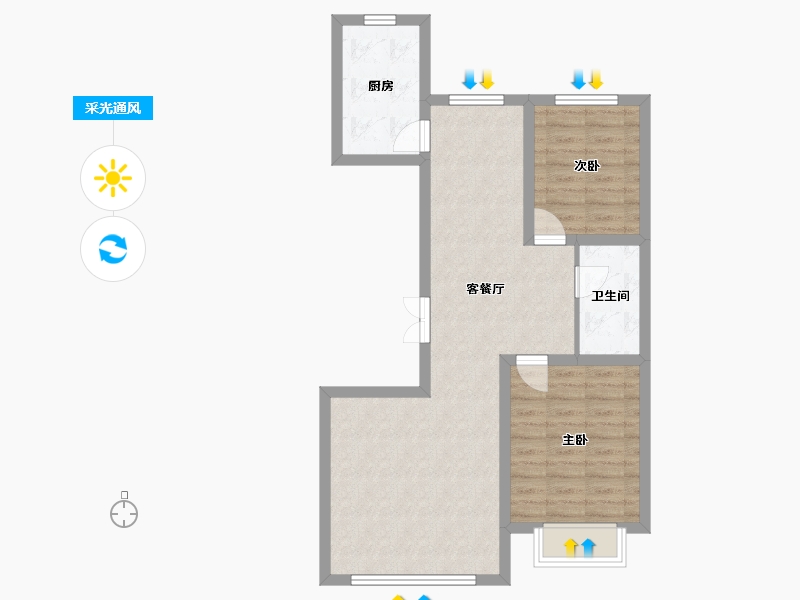 内蒙古自治区-包头市-方兴麓城壹号-72.19-户型库-采光通风