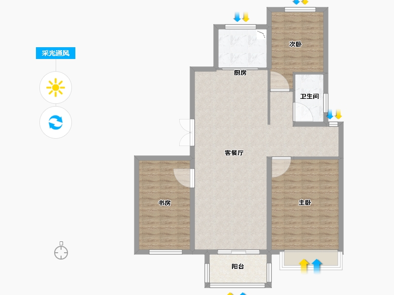 河南省-开封市-保利城-104.01-户型库-采光通风