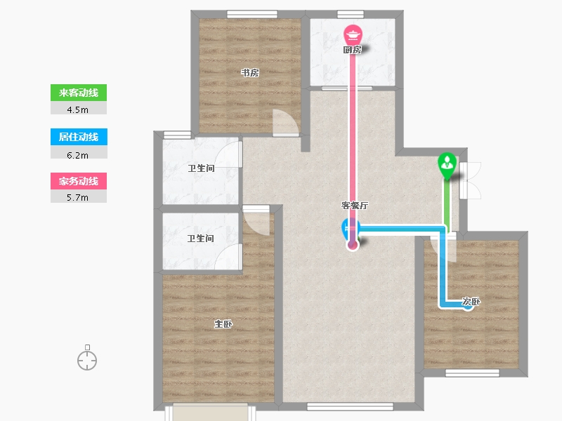 内蒙古自治区-包头市-方兴麓城壹号-90.73-户型库-动静线