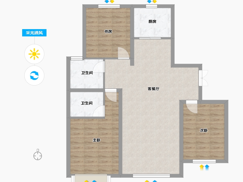 内蒙古自治区-包头市-方兴麓城壹号-90.73-户型库-采光通风