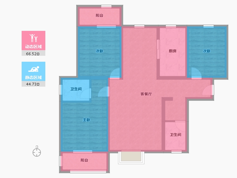 陕西省-宝鸡市-水木清华-98.33-户型库-动静分区