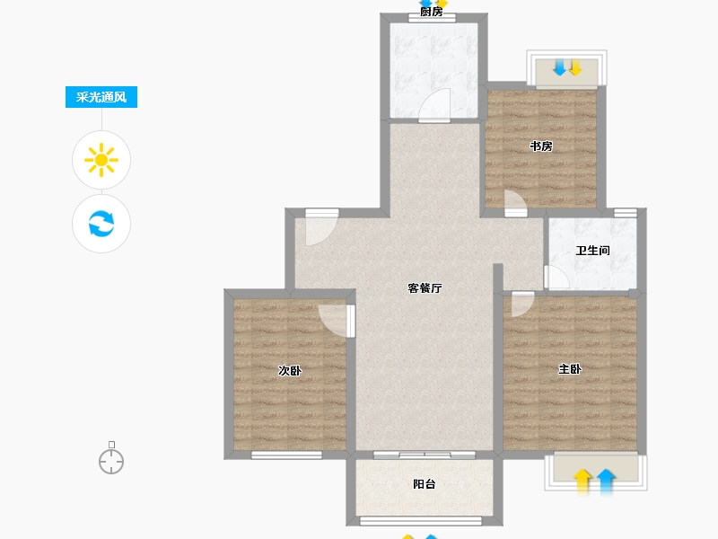 江苏省-徐州市-御景新城-89.99-户型库-采光通风