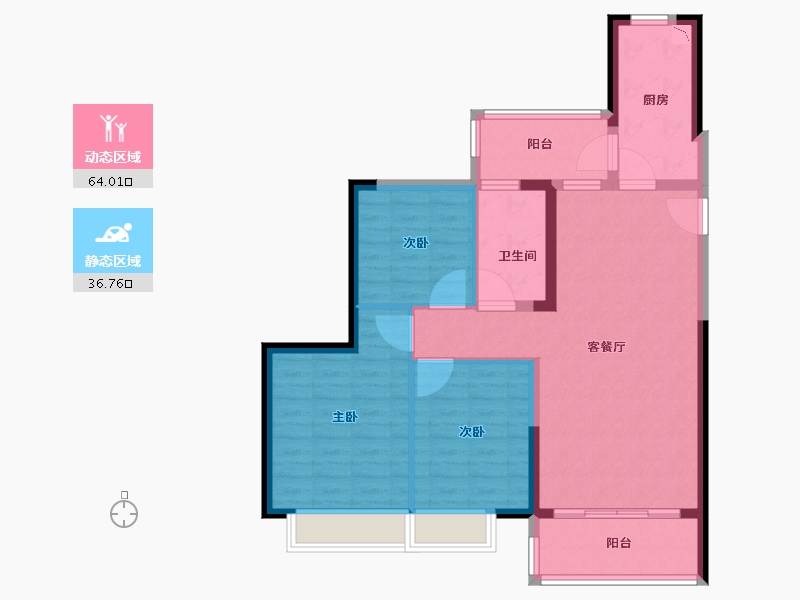 河南省-开封市-郑东恒大文化旅游城-90.40-户型库-动静分区