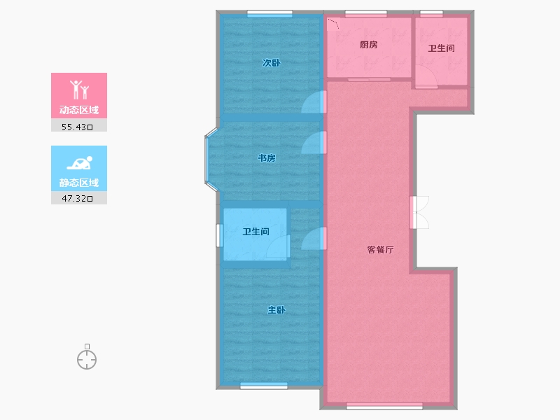 内蒙古自治区-包头市-都市庭苑-91.97-户型库-动静分区