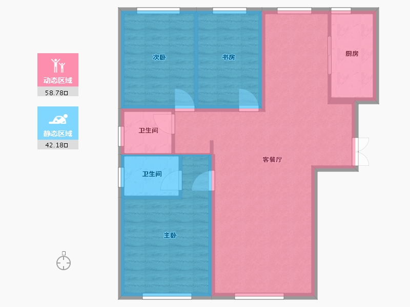 内蒙古自治区-包头市-都市庭苑-91.30-户型库-动静分区