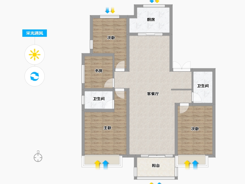 河南省-开封市-保利城-111.66-户型库-采光通风