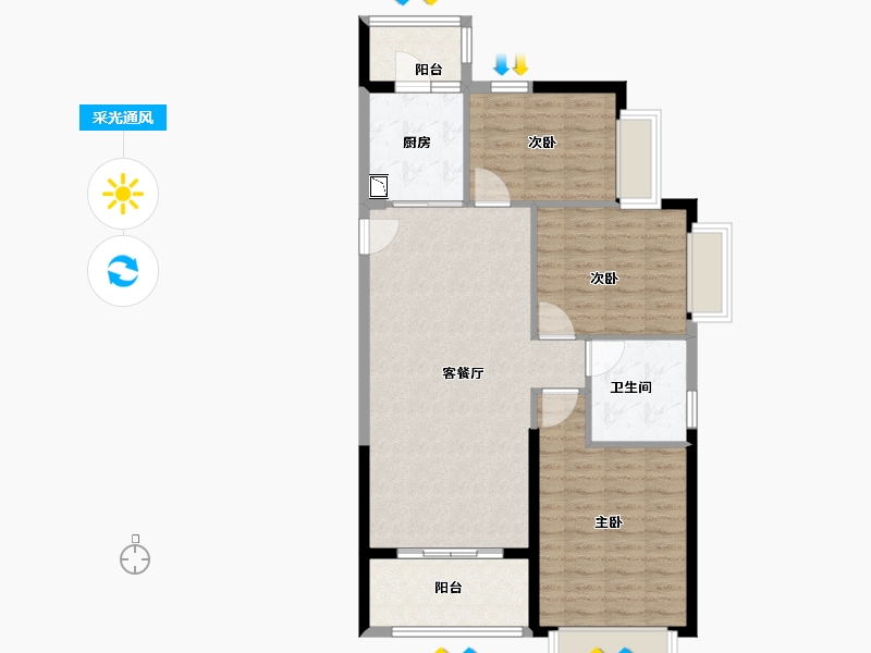 河南省-开封市-郑东恒大文化旅游城-92.00-户型库-采光通风