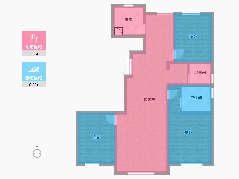 内蒙古自治区-包头市-都市庭苑-89.93-户型库-动静分区