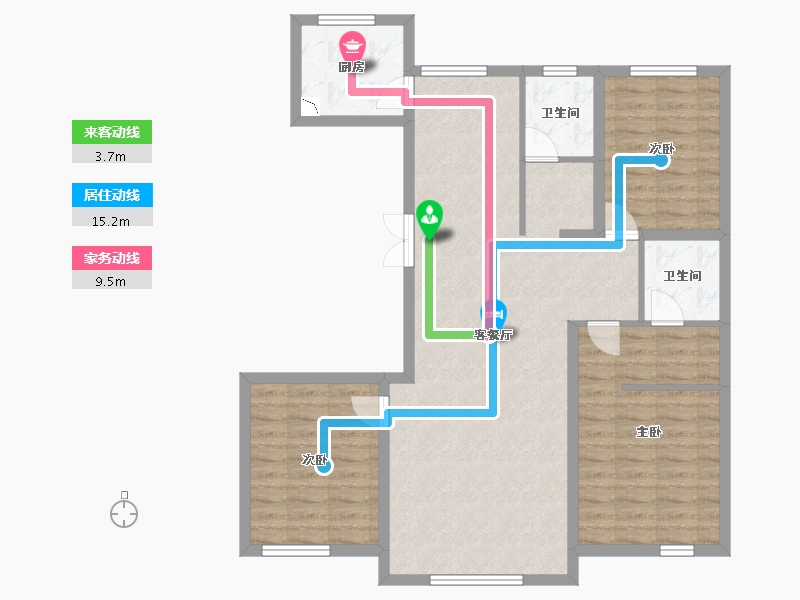 内蒙古自治区-包头市-都市庭苑-99.78-户型库-动静线