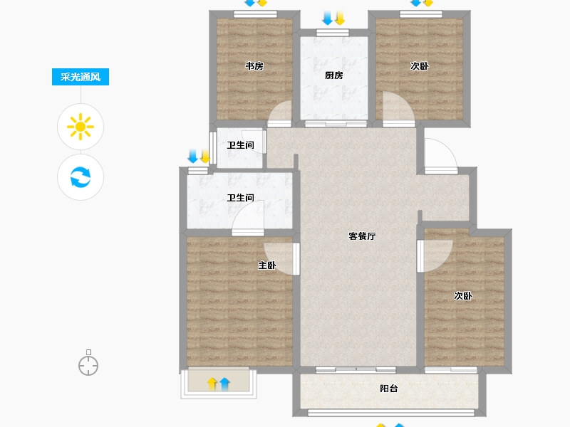 江苏省-扬州市-书香华庭-109.60-户型库-采光通风