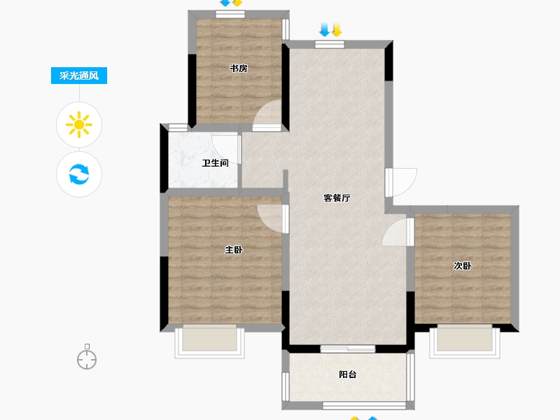 江苏省-南京市-雍宁府-80.00-户型库-采光通风