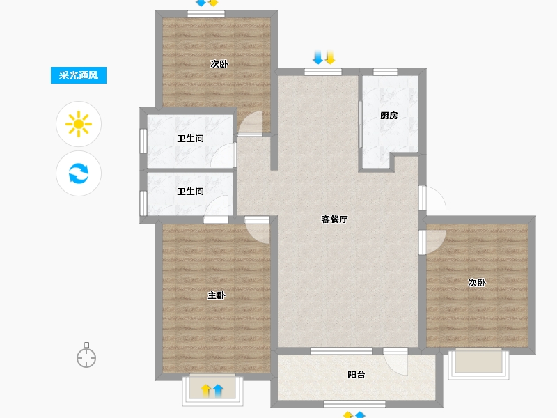 山东省-青岛市-长江瑞城-108.00-户型库-采光通风