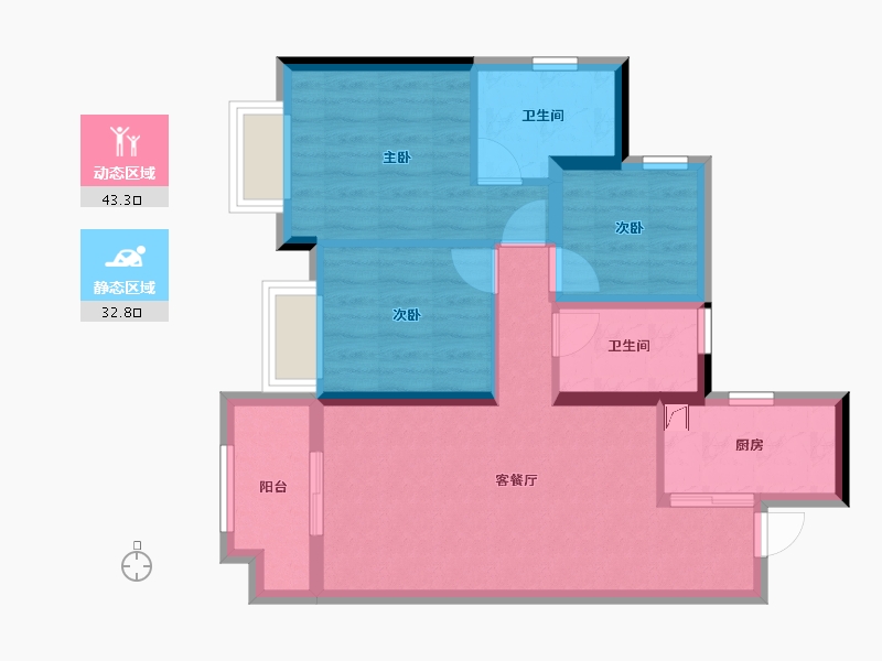 广东省-佛山市-华润置地-玖悦-66.84-户型库-动静分区