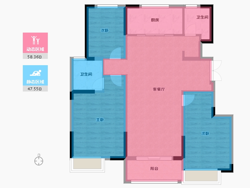 江苏省-扬州市-书香华庭-95.20-户型库-动静分区