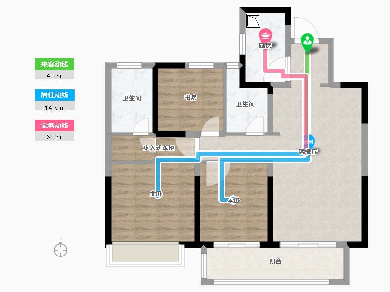 江苏省-扬州市-绿地超级城市-90.40-户型库-动静线