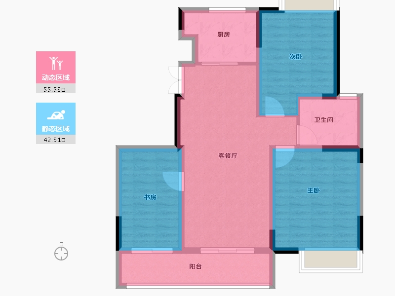 江苏省-扬州市-书香华庭-88.00-户型库-动静分区