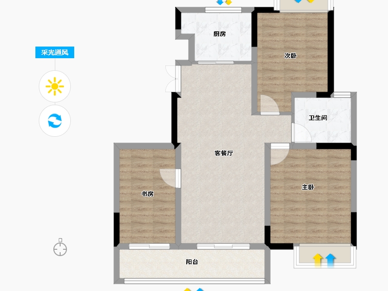 江苏省-扬州市-书香华庭-88.00-户型库-采光通风