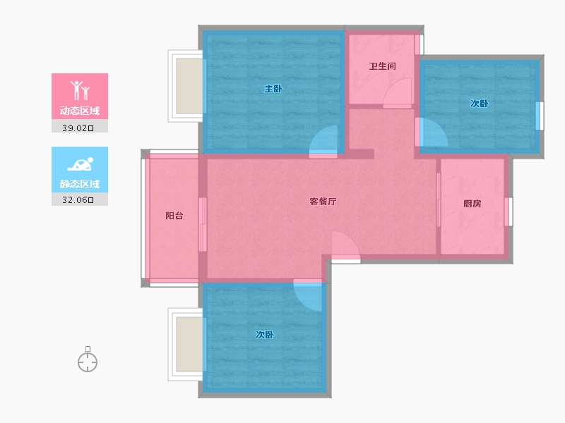 江苏省-南京市-雍宁府-62.48-户型库-动静分区