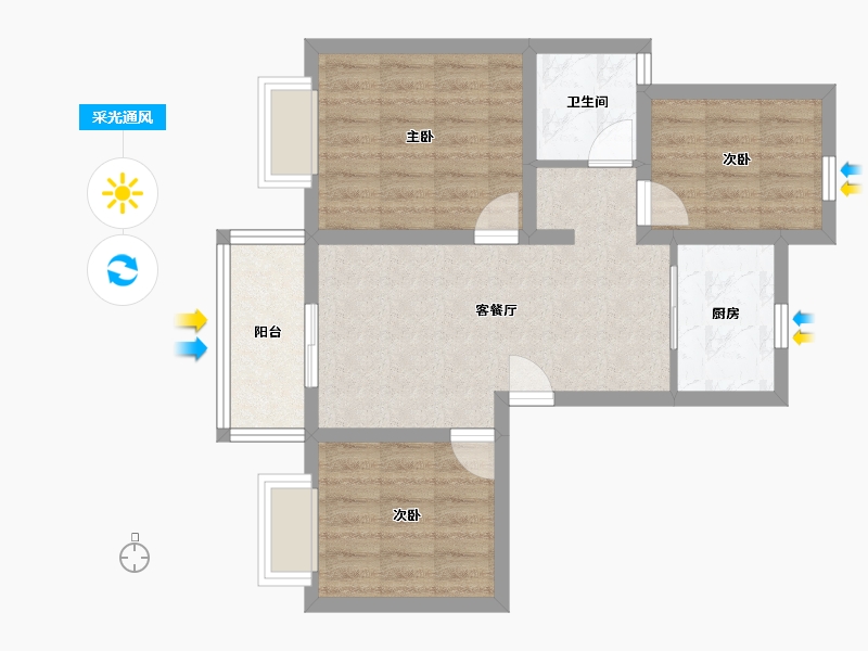 江苏省-南京市-雍宁府-62.48-户型库-采光通风