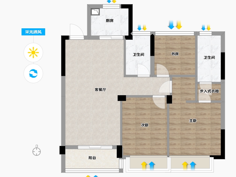 浙江省-杭州市-时代公馆-78.83-户型库-采光通风