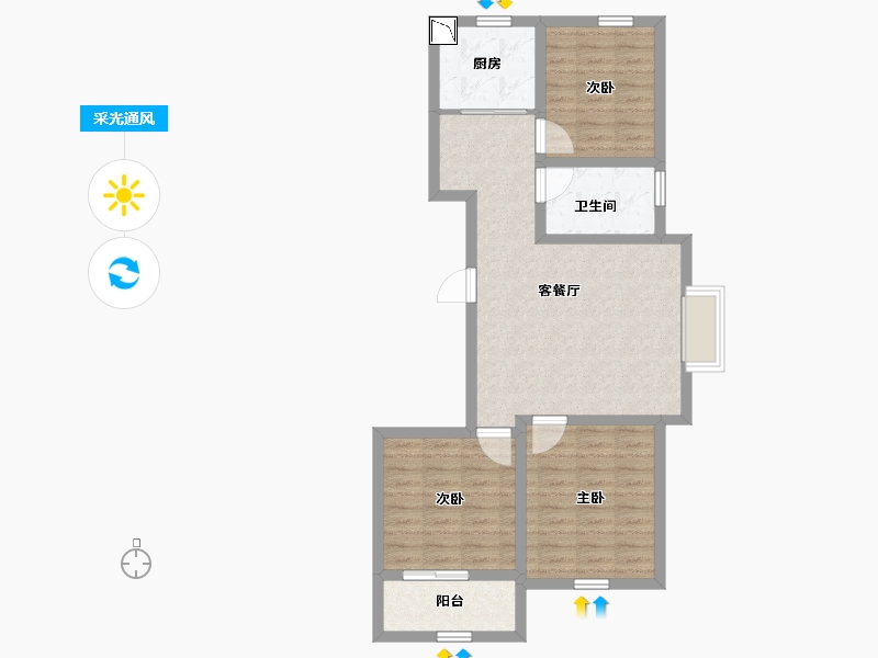 山东省-潍坊市-万基宝通家园-76.00-户型库-采光通风