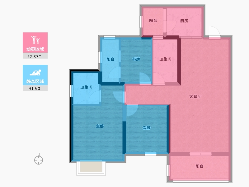 四川省-成都市-天悦龙栖台-87.66-户型库-动静分区