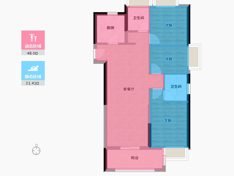 福建省-福州市-天空之城-70.97-户型库-动静分区