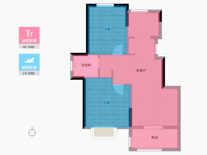 浙江省-金华市-婺江印月-59.99-户型库-动静分区