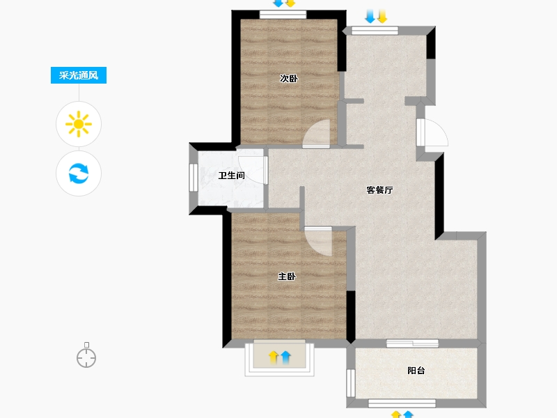 浙江省-金华市-婺江印月-59.99-户型库-采光通风