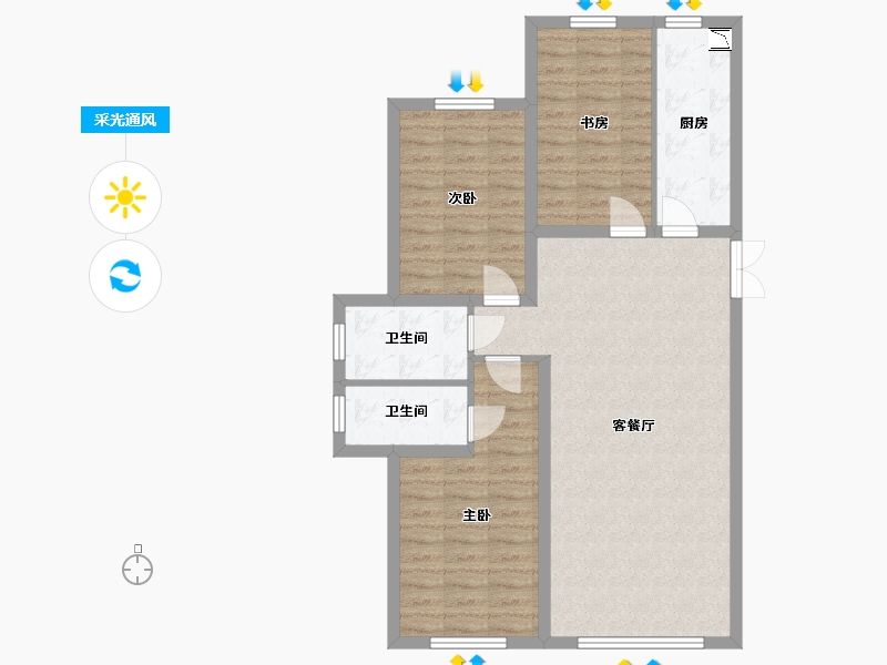 黑龙江省-牡丹江市-星河传说-90.22-户型库-采光通风