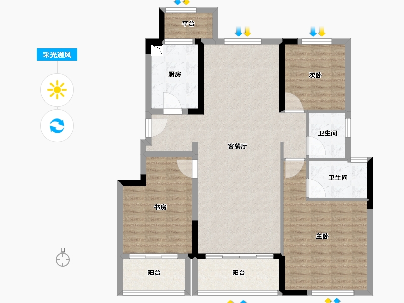 江苏省-扬州市-恒大悦珑湾-112.00-户型库-采光通风